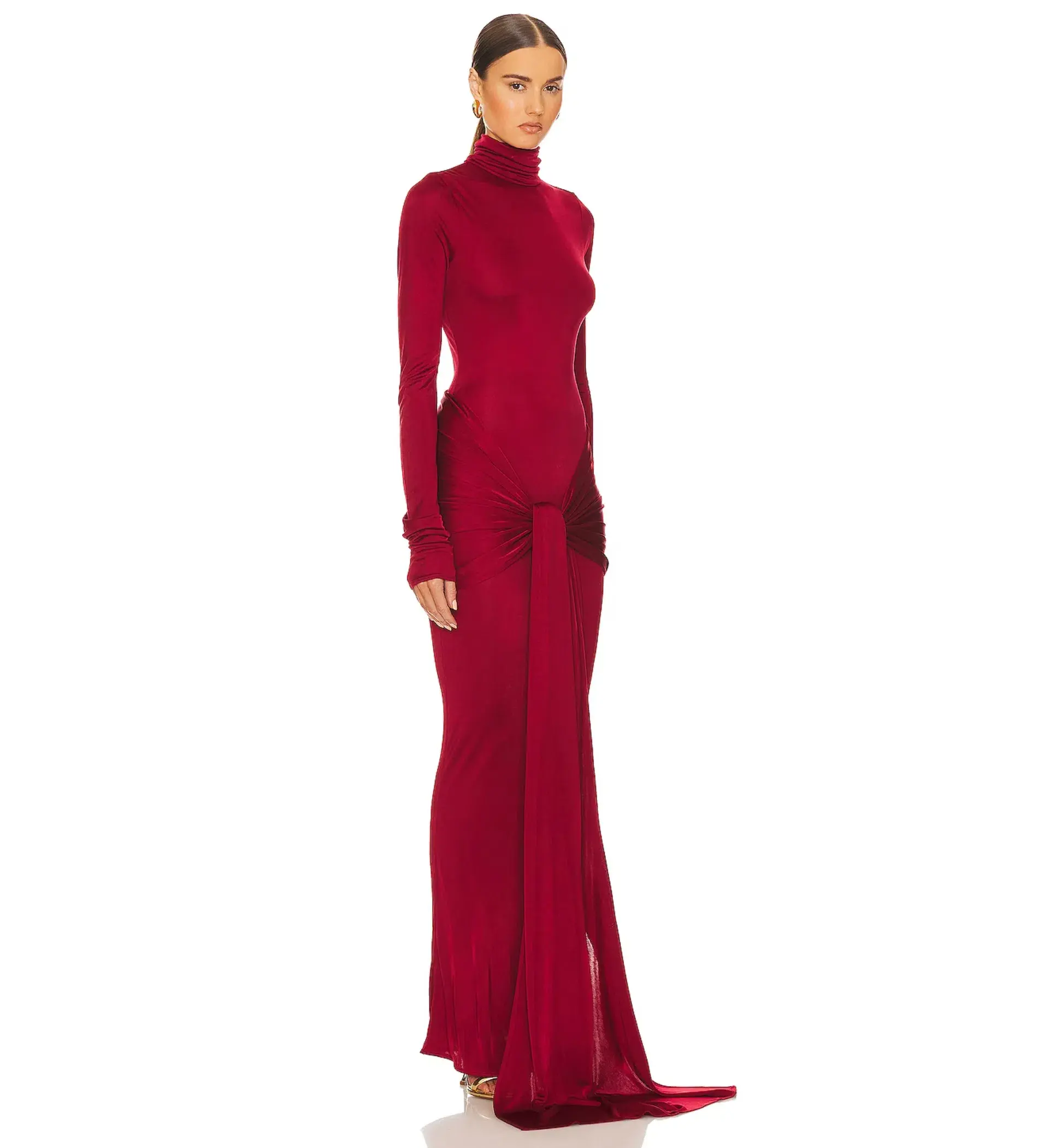 Helsa Slinky Jersey Sarong Maxi Dress in Red Size XS / AU 6 - Image 2