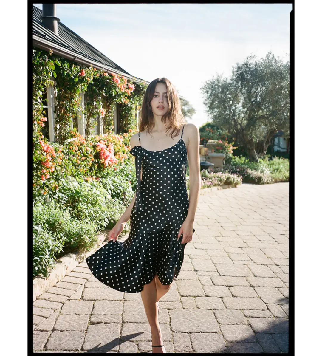Realisation Par The Cassidy Dress in Black Polka Dot Print Size S / AU 8 for rent on The Volte - main image