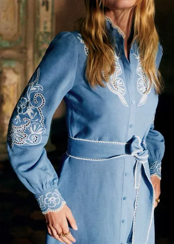 Sezane Magda Maxi Dress in Blue Size 8 - Image 3