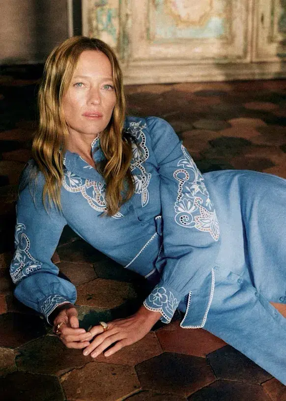 Sezane Magda Maxi Dress in Blue Size 8 for rent on The Volte - main image