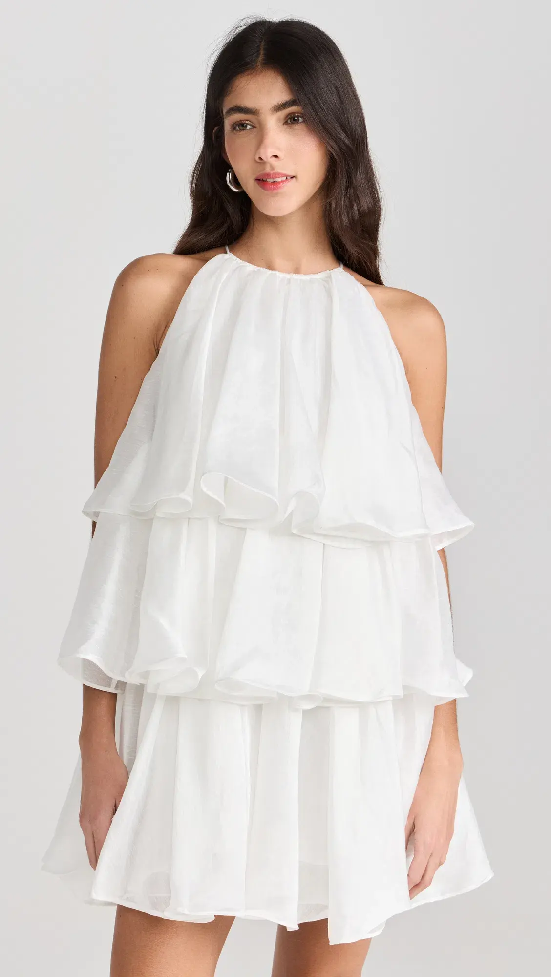 Aje Claudia Halterneck Tiered Mini Dress in White Size 8 - Image 3