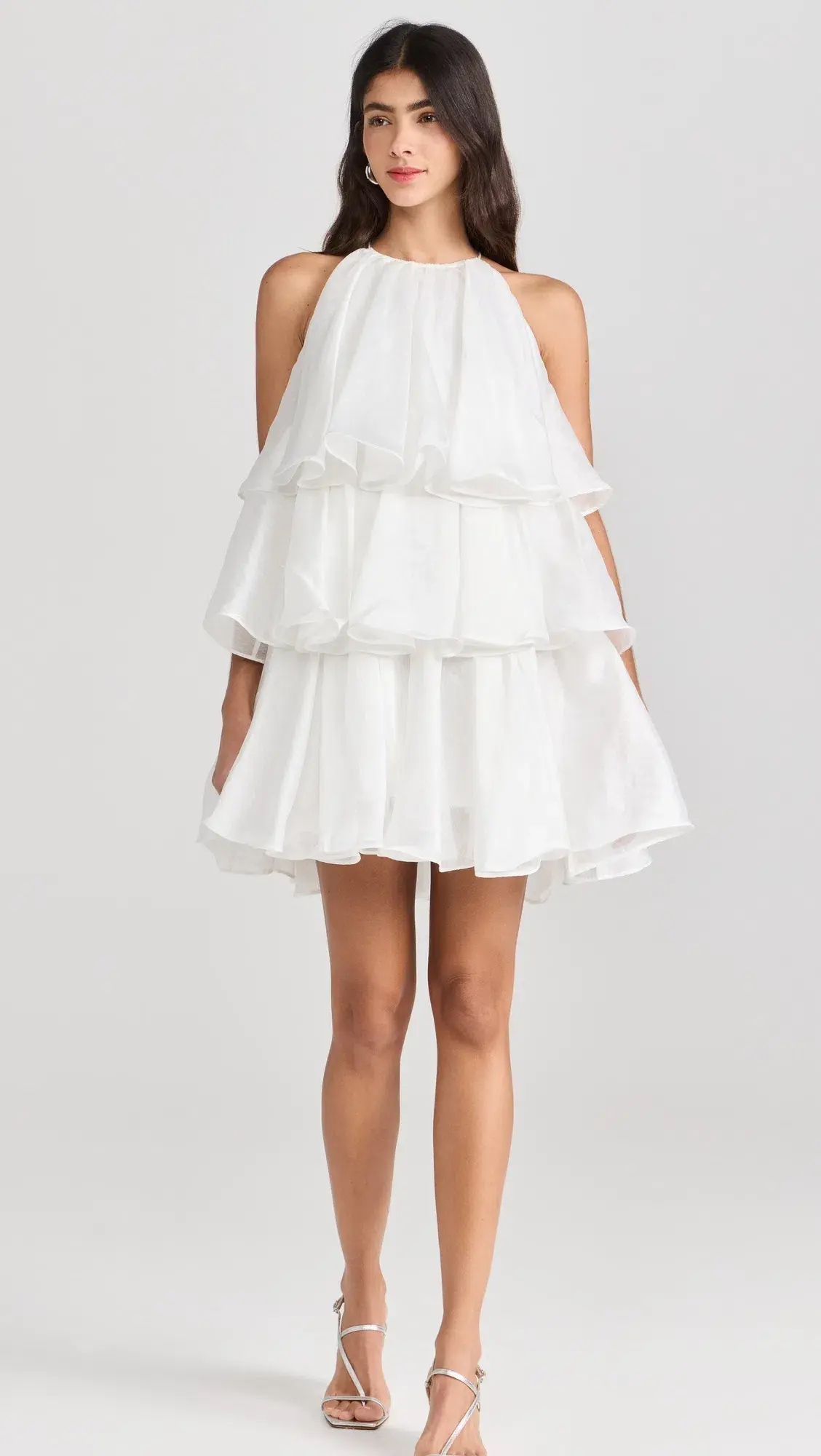 Aje Claudia Halterneck Tiered Mini Dress in White Size 8 - Image 2