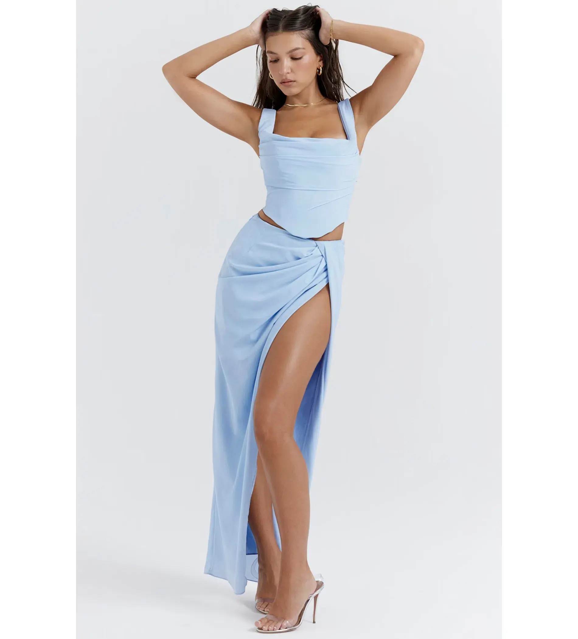 House of CB Vesper Soft Blue Maxi Skirt and Top Size 6 - Image 2