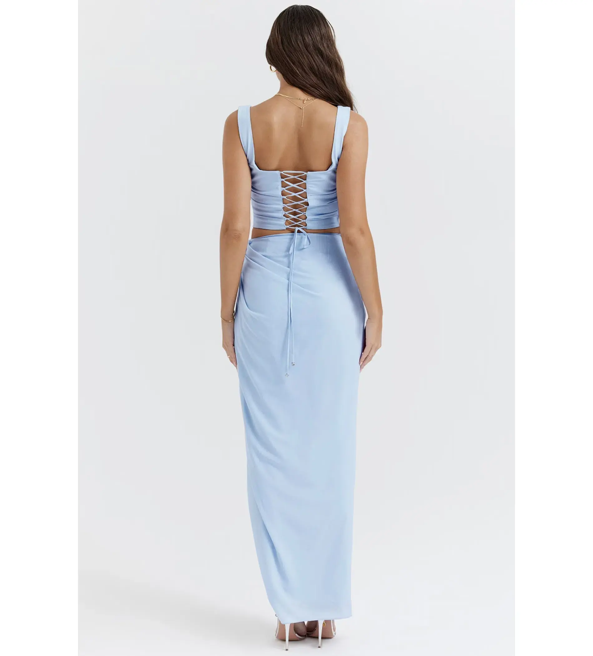 House of CB Vesper Soft Blue Maxi Skirt and Top Size 6 - Image 3