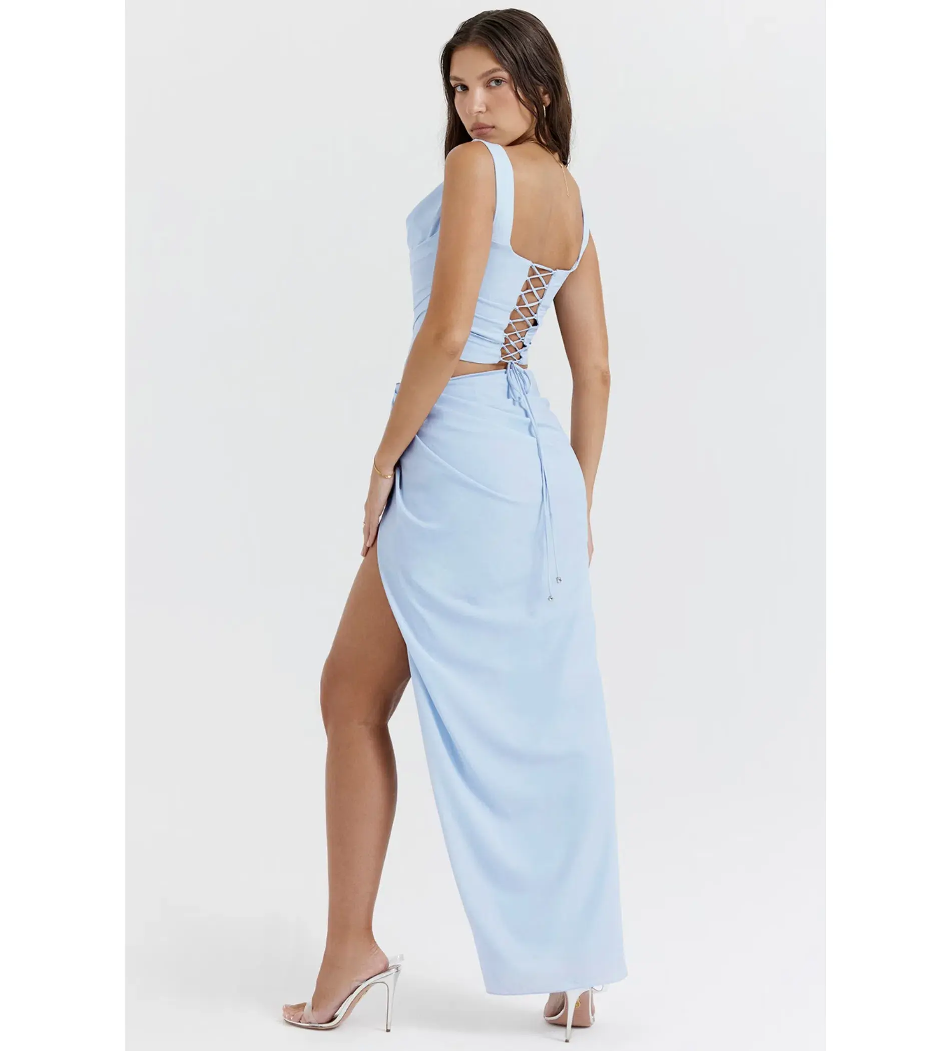 House of CB Vesper Soft Blue Maxi Skirt and Top Size 6 - Image 4