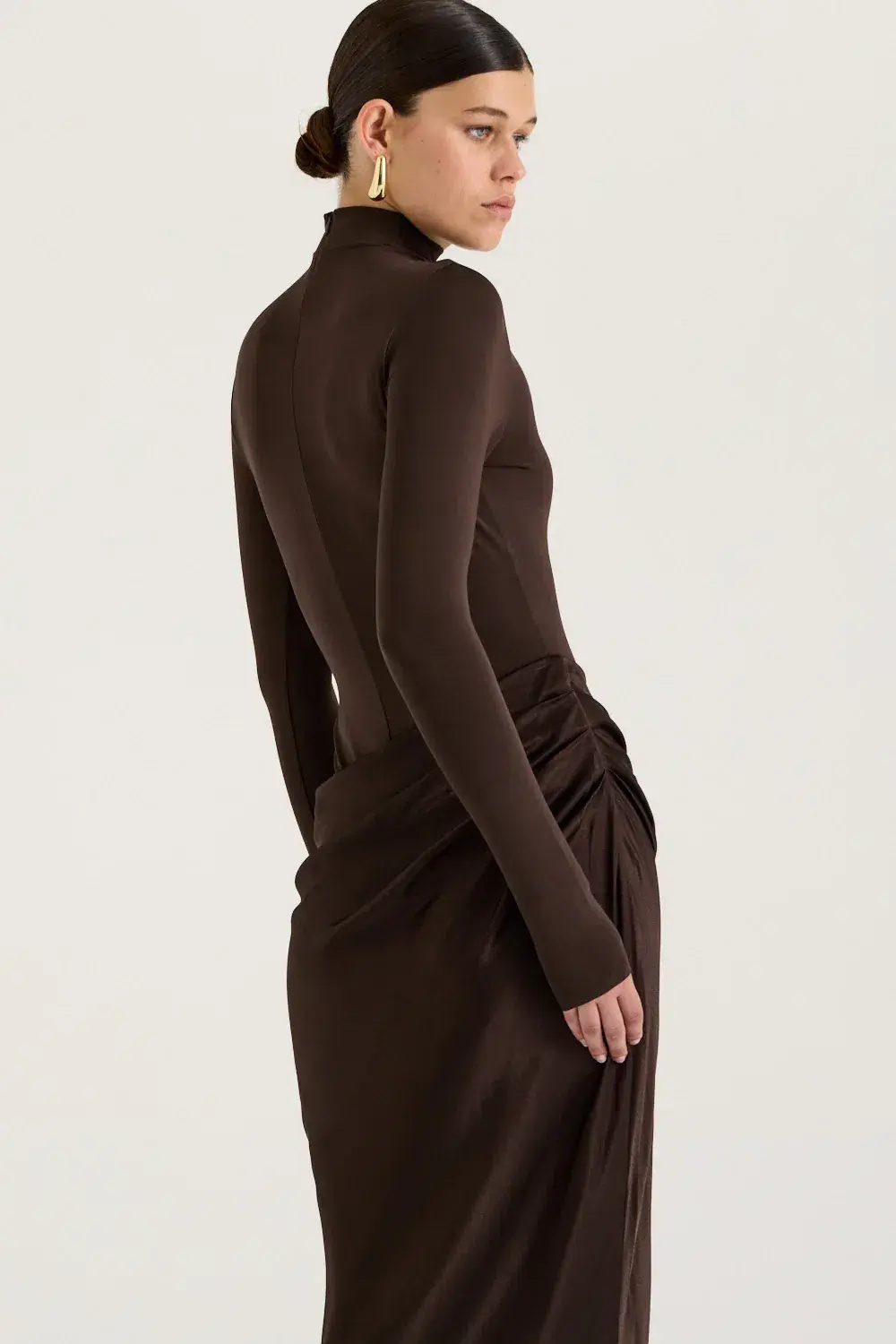 HENNE Soraia Long Sleeve Dress Chocolate Brown Size S / AU 8 - Image 7