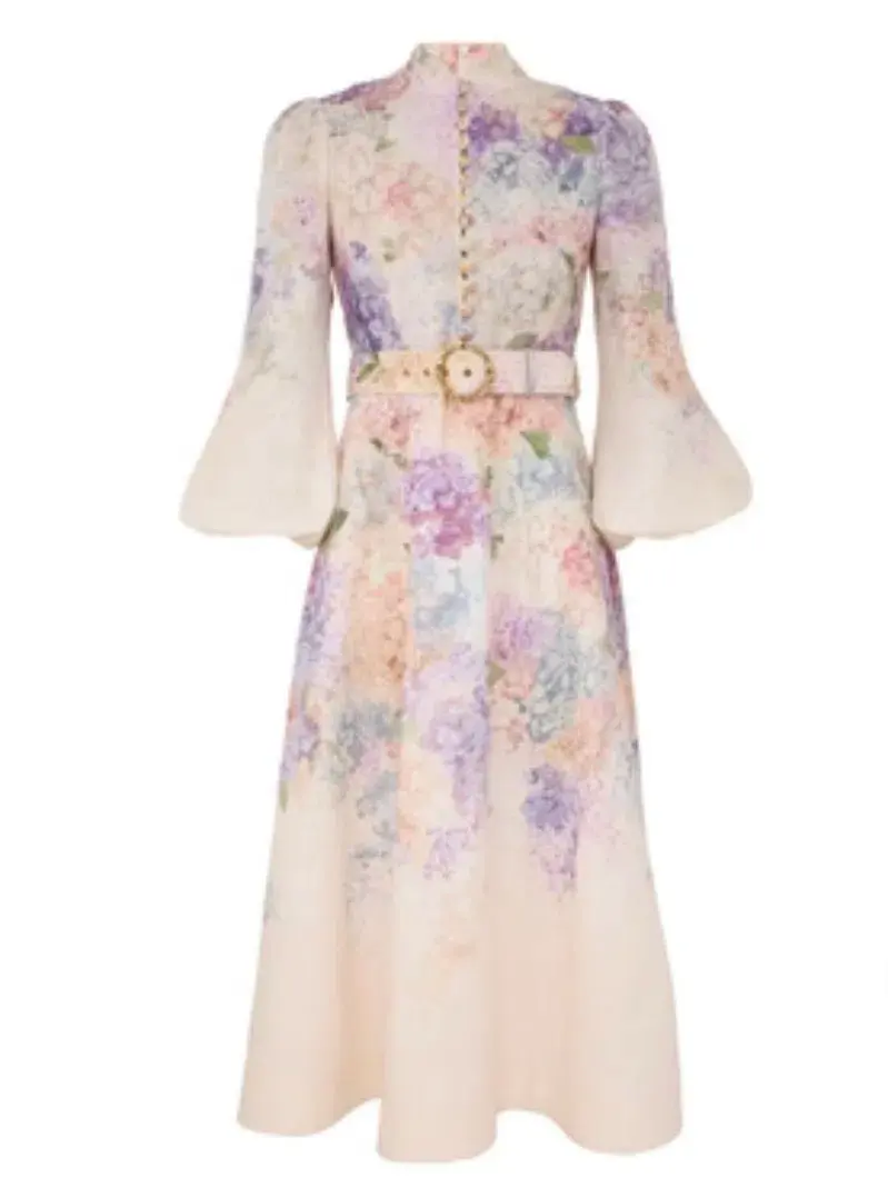Zimmermann The Dawning Buttoned Midi Dress in Multi Hydrangea Size 2/Au  12 - Image 2
