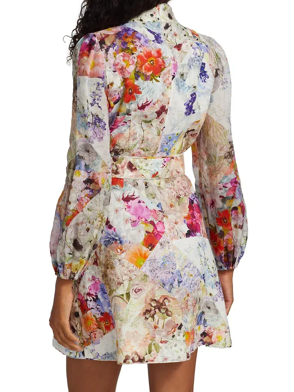 Zimmermann Prima Belted Mini Dress in Patchwork Floral Size 1 / AU 10 - Image 2