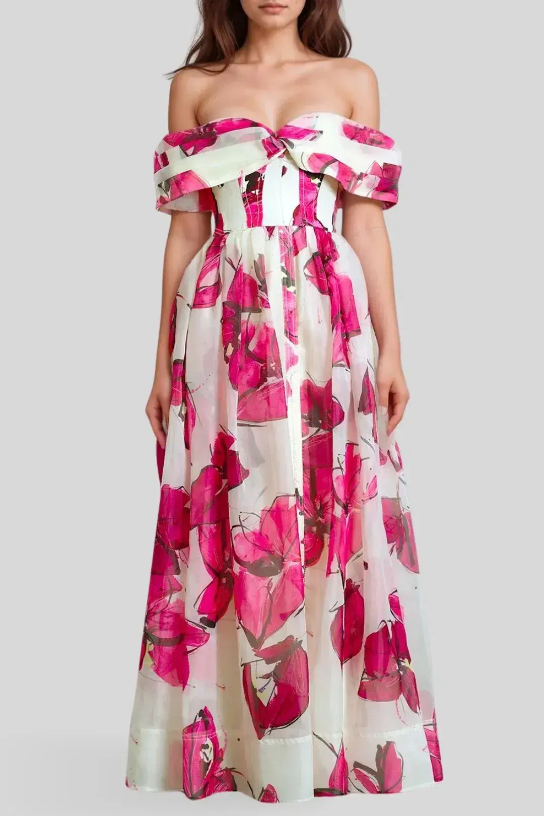 Aje Cordelia Corseted Maxi Dress in Falling Florals Pink Size 10 for rent on The Volte - main image
