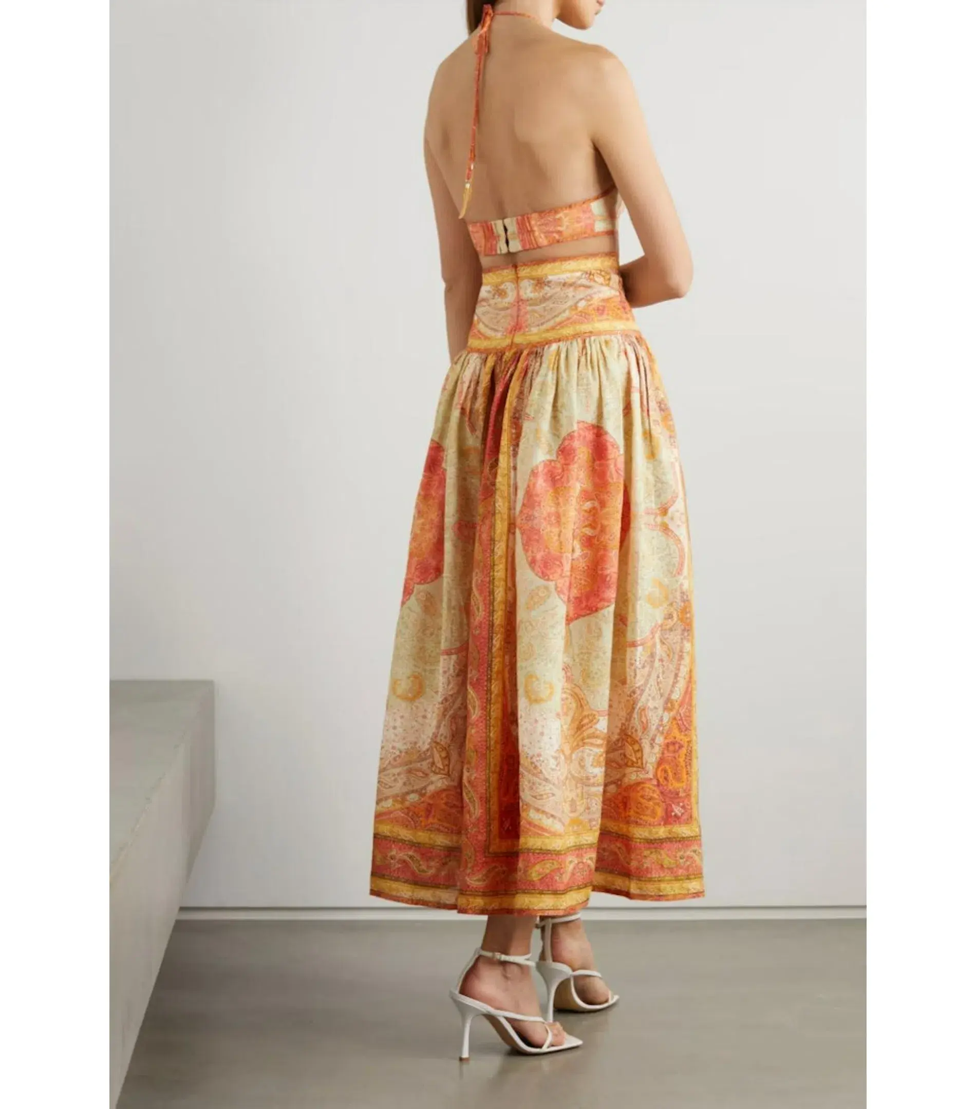 Zimmermann Anneke Cut Out Midi Dress Orange Paisley Print Size 1 / AU 10 - Image 2