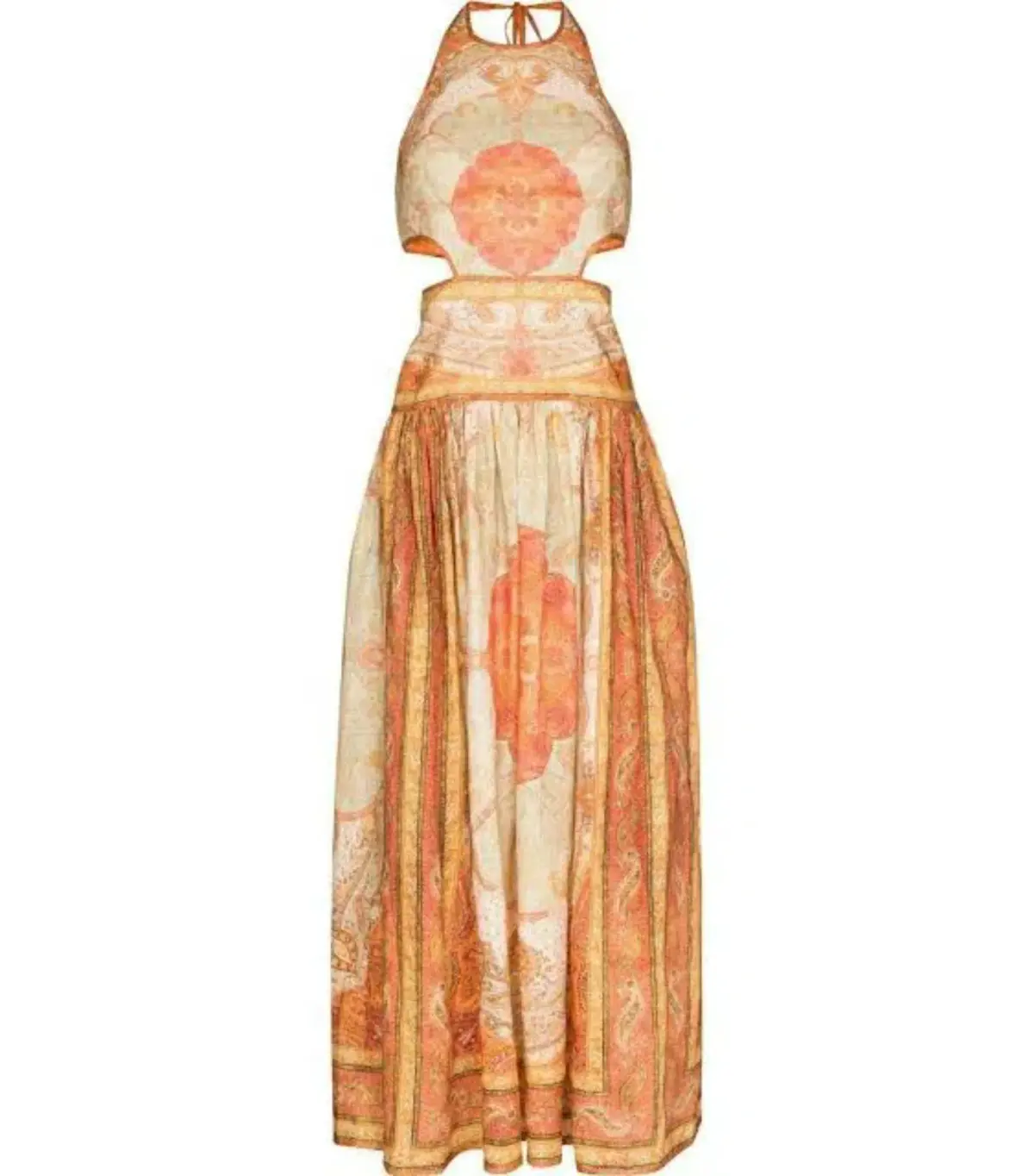 Zimmermann Anneke Cut Out Midi Dress Orange Paisley Print Size 1 / AU 10 - Image 3