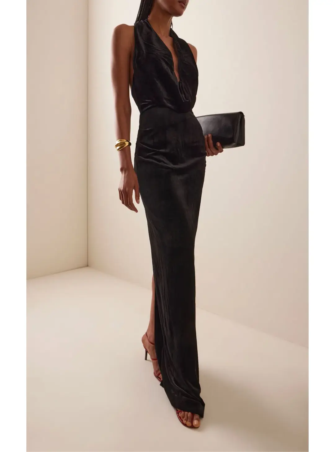 Rachel Gilbert Martin Plunge Maxi Dress in Black Size 1 / AU 8 for rent on The Volte - main image