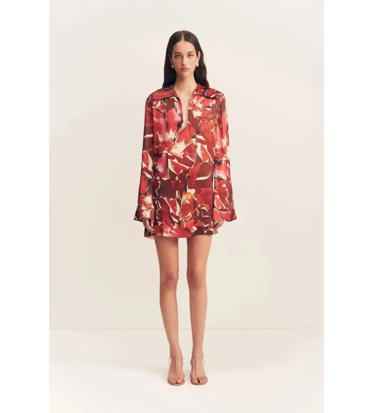 Shona Joy Nolita Shift Mini Dress Rosewood Floral One Size 6/XS - Image 1