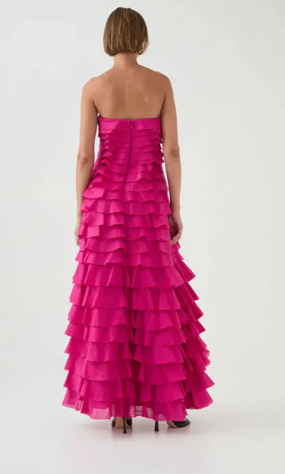 AJE Fleur Pleated Gown Maxi Magenta Size AU 10 - Image 2
