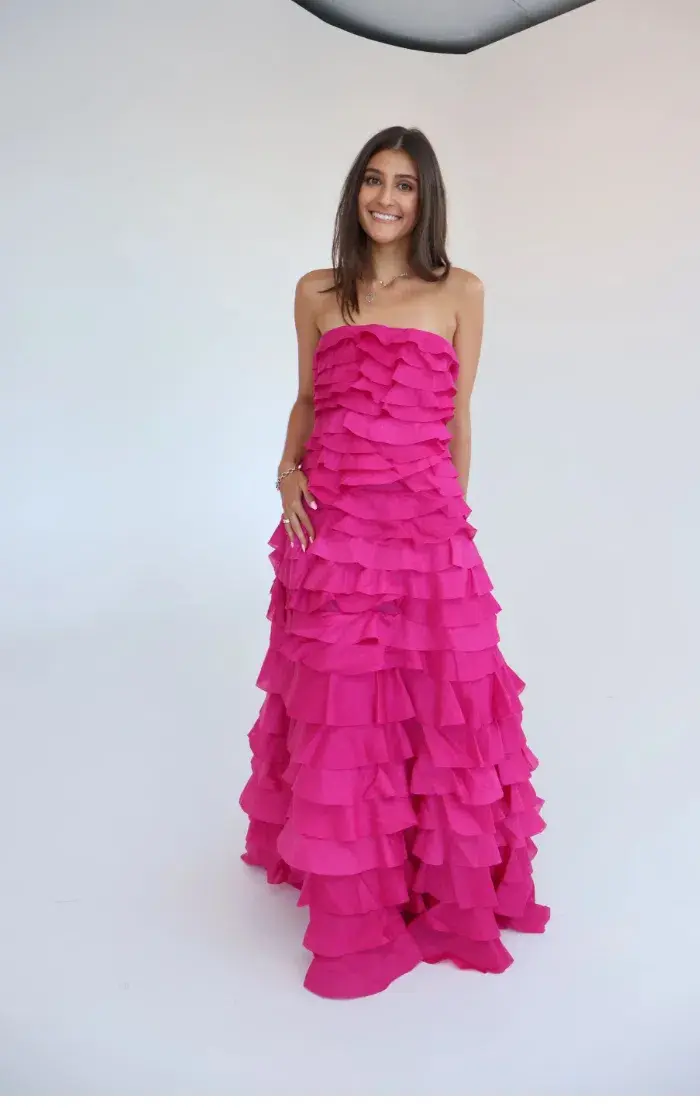 AJE Fleur Pleated Gown Maxi Magenta Size AU 10 - Image 1