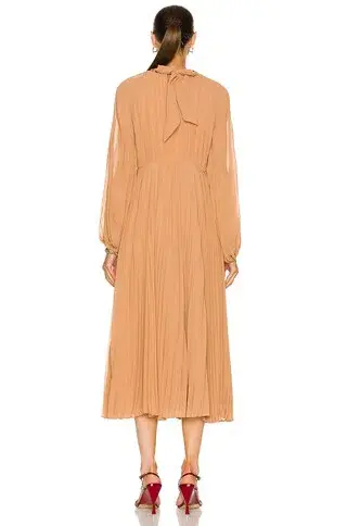 Zimmermann Sunray Pleated Midi Dress Biscuit Size AU 14 - Image 4