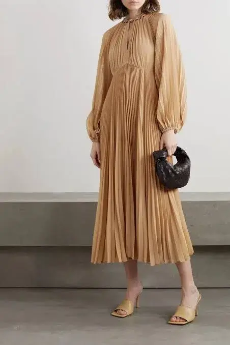 Zimmermann Sunray Pleated Midi Dress Biscuit Size AU 14 - Image 1