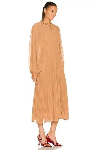 Zimmermann Sunray Pleated Midi Dress Biscuit Size AU 14 - Image 3