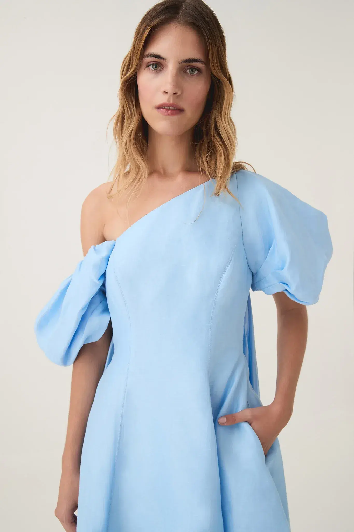 AJE Arista Tulip Sleeve Mini Dress Powder Blue Size 16 - Image 4