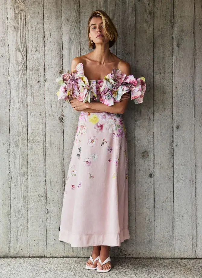 Aje Misha Maxi Dress Floral Pink Size 10 - Image 1