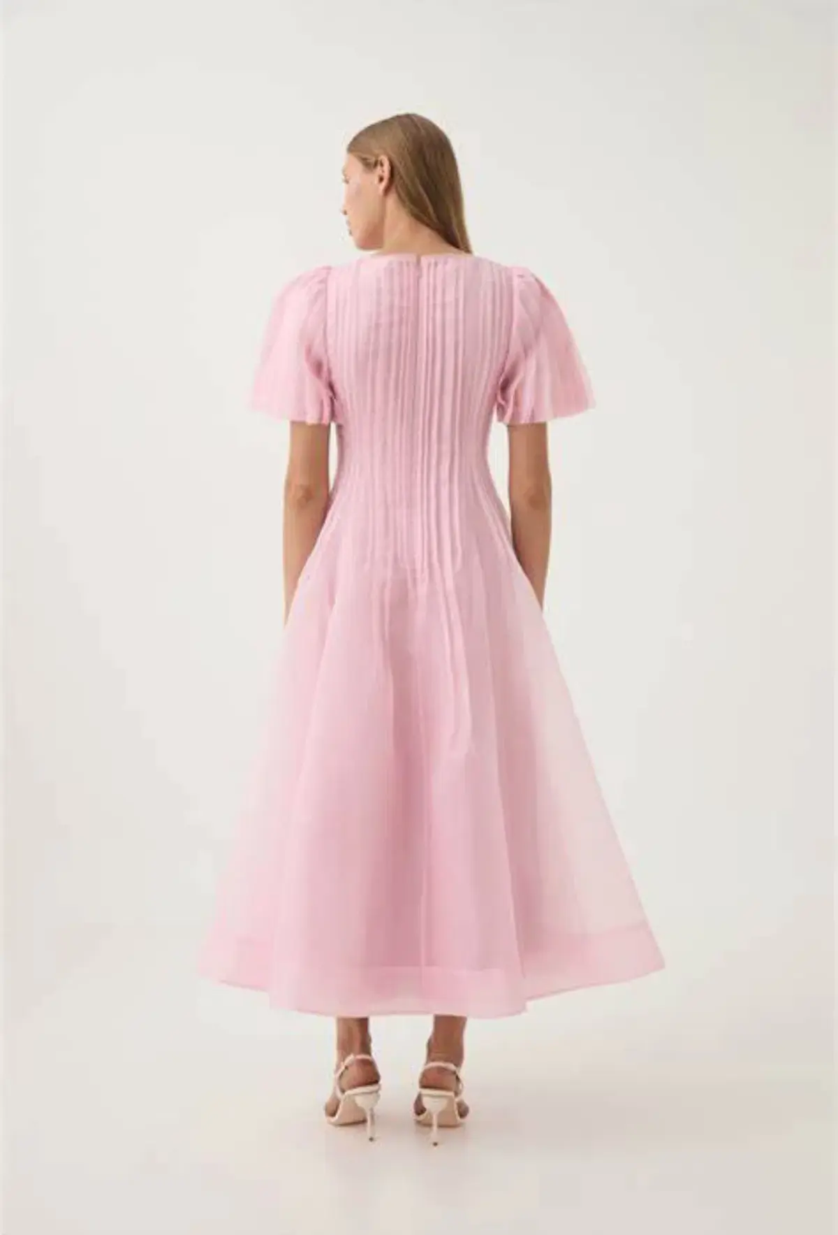 AJE Nova Pleated Midi Dress Pink Size AU 16  - Image 7