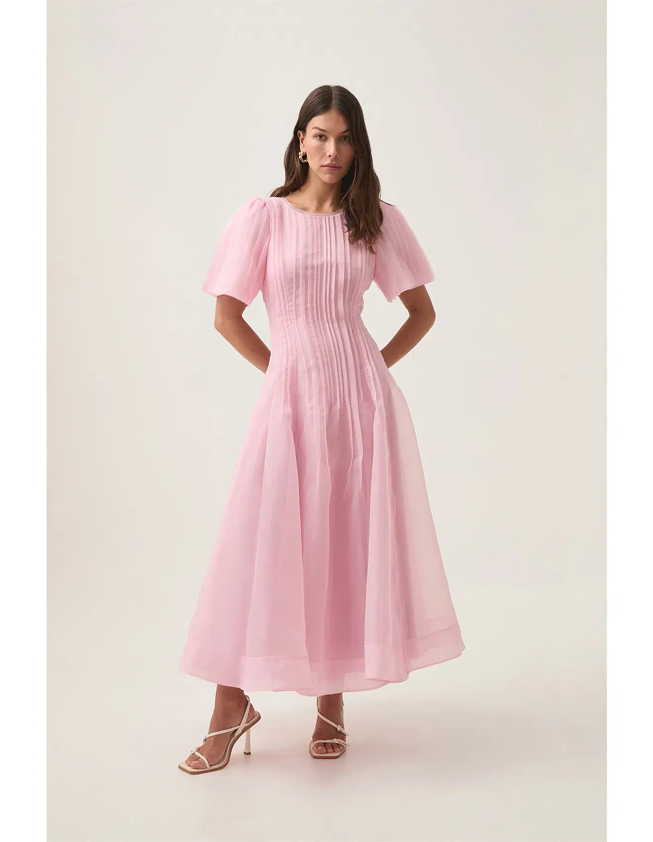AJE Nova Pleated Midi Dress Pink Size AU 16  - Image 1