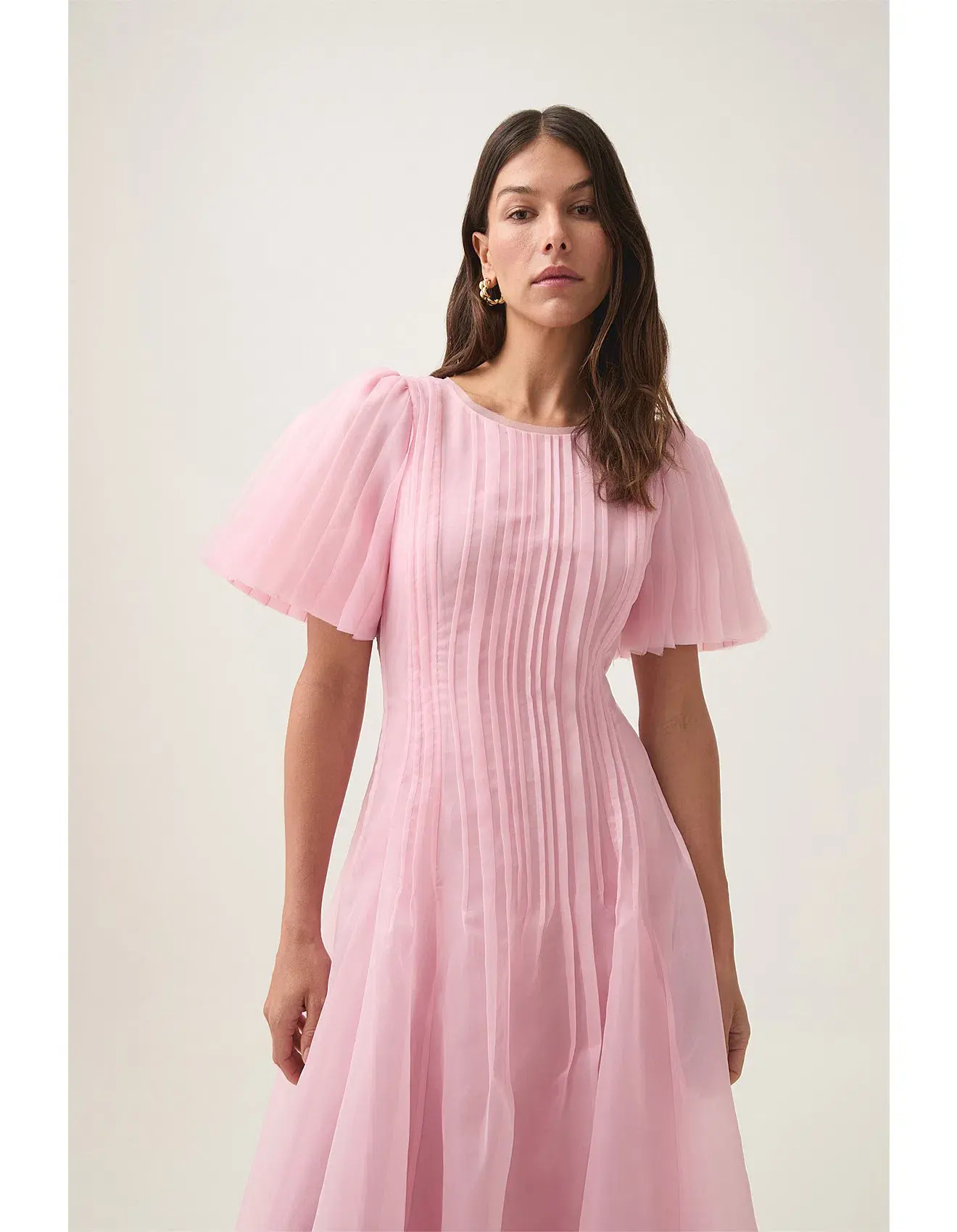 AJE Nova Pleated Midi Dress Pink Size AU 16  - Image 3