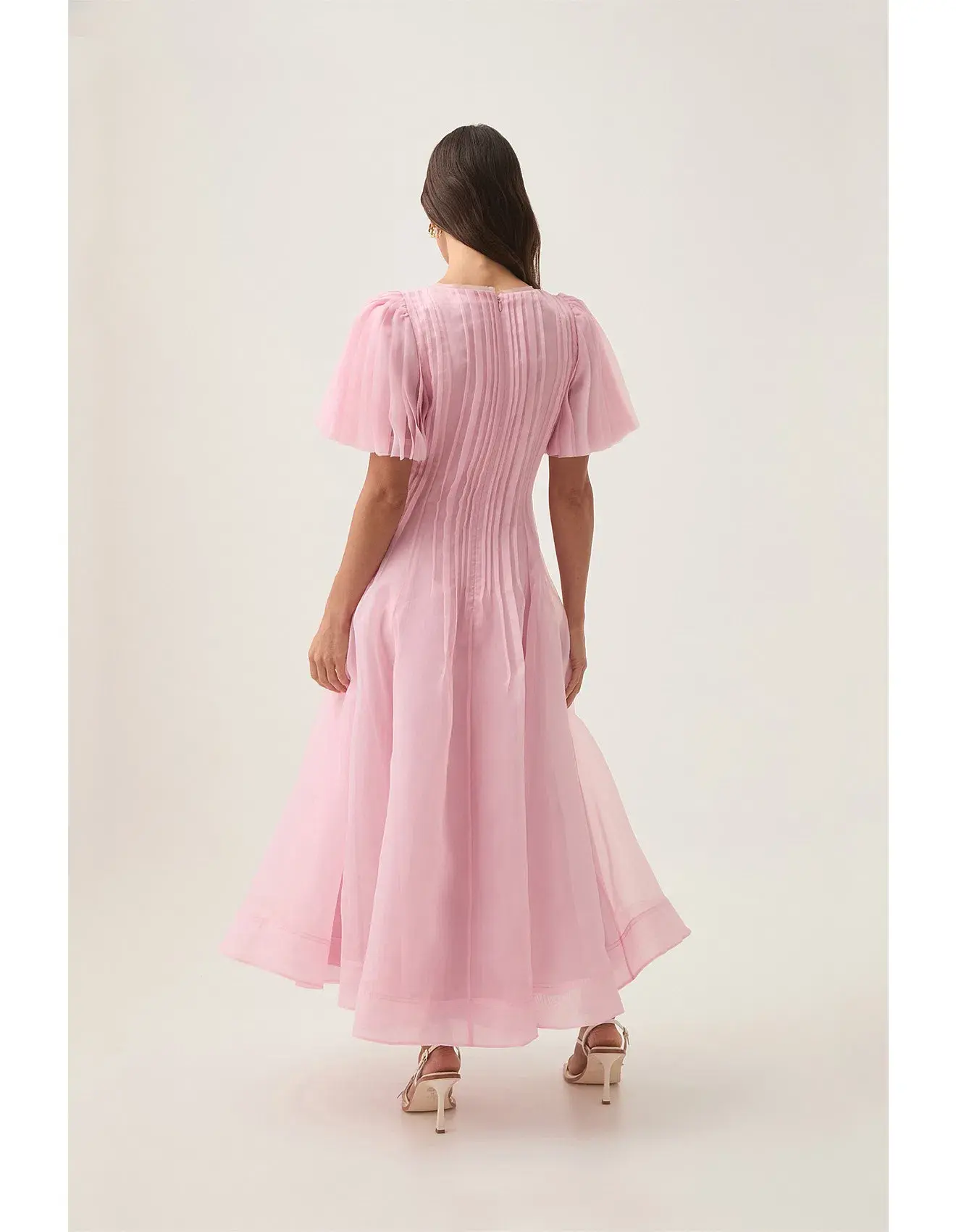 AJE Nova Pleated Midi Dress Pink Size AU 16  - Image 4