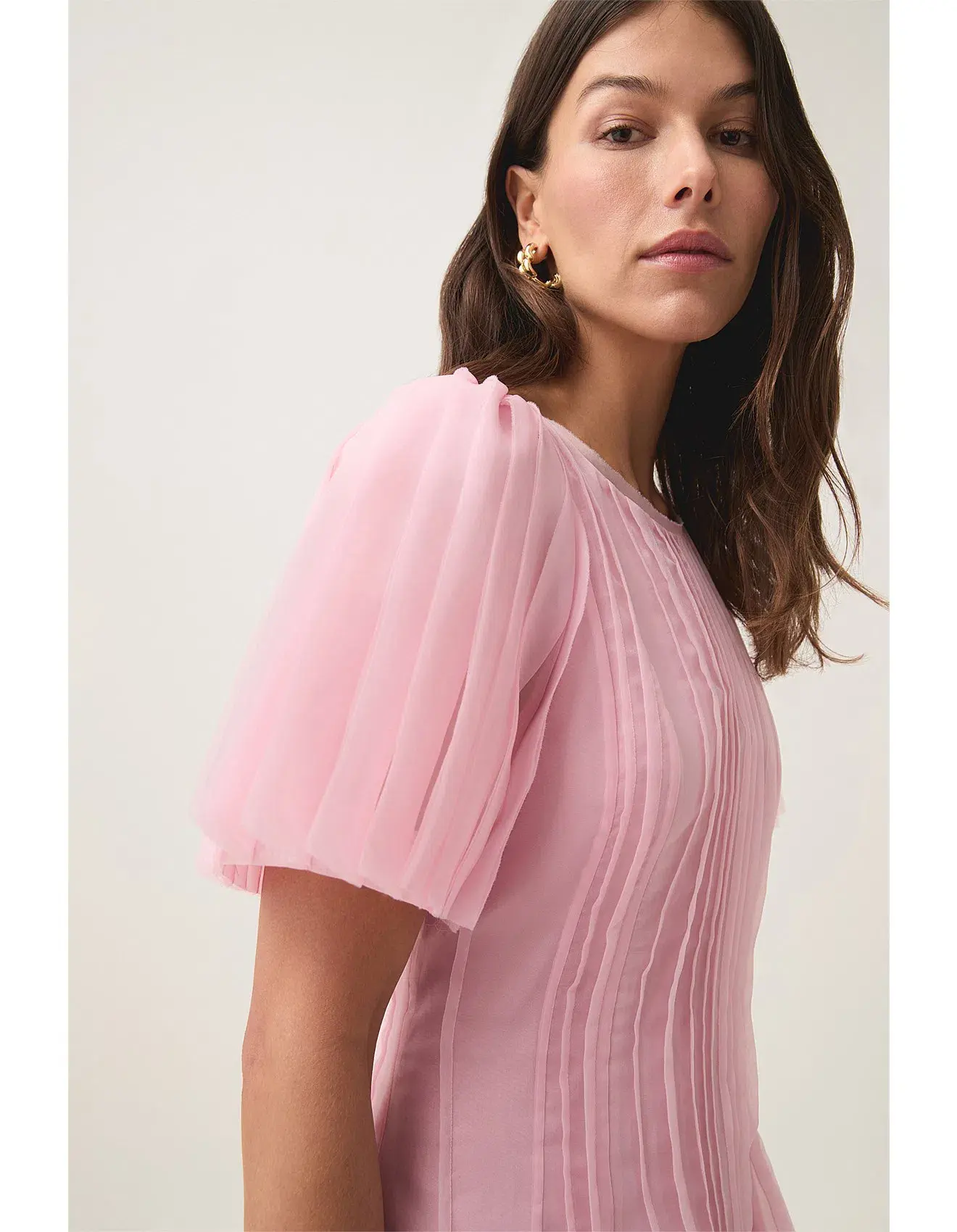 AJE Nova Pleated Midi Dress Pink Size AU 16  - Image 2