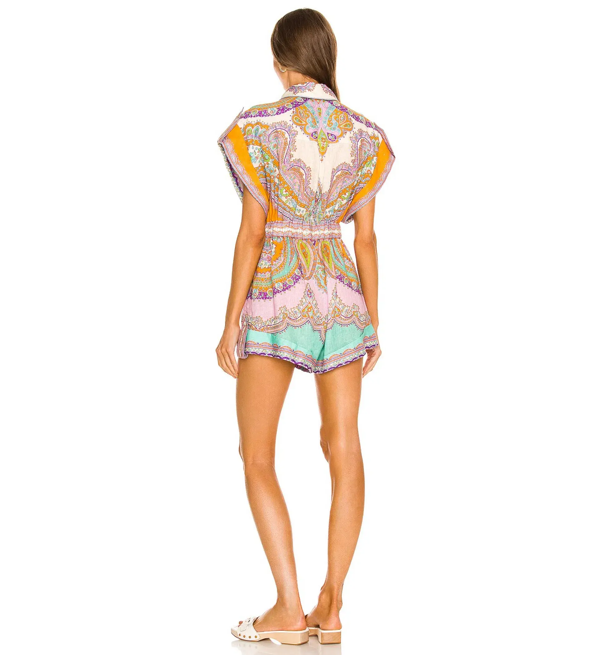 Zimmermann Lola Cuffed Playsuit Daisy Paisley Size 1 AU 10 - Image 3