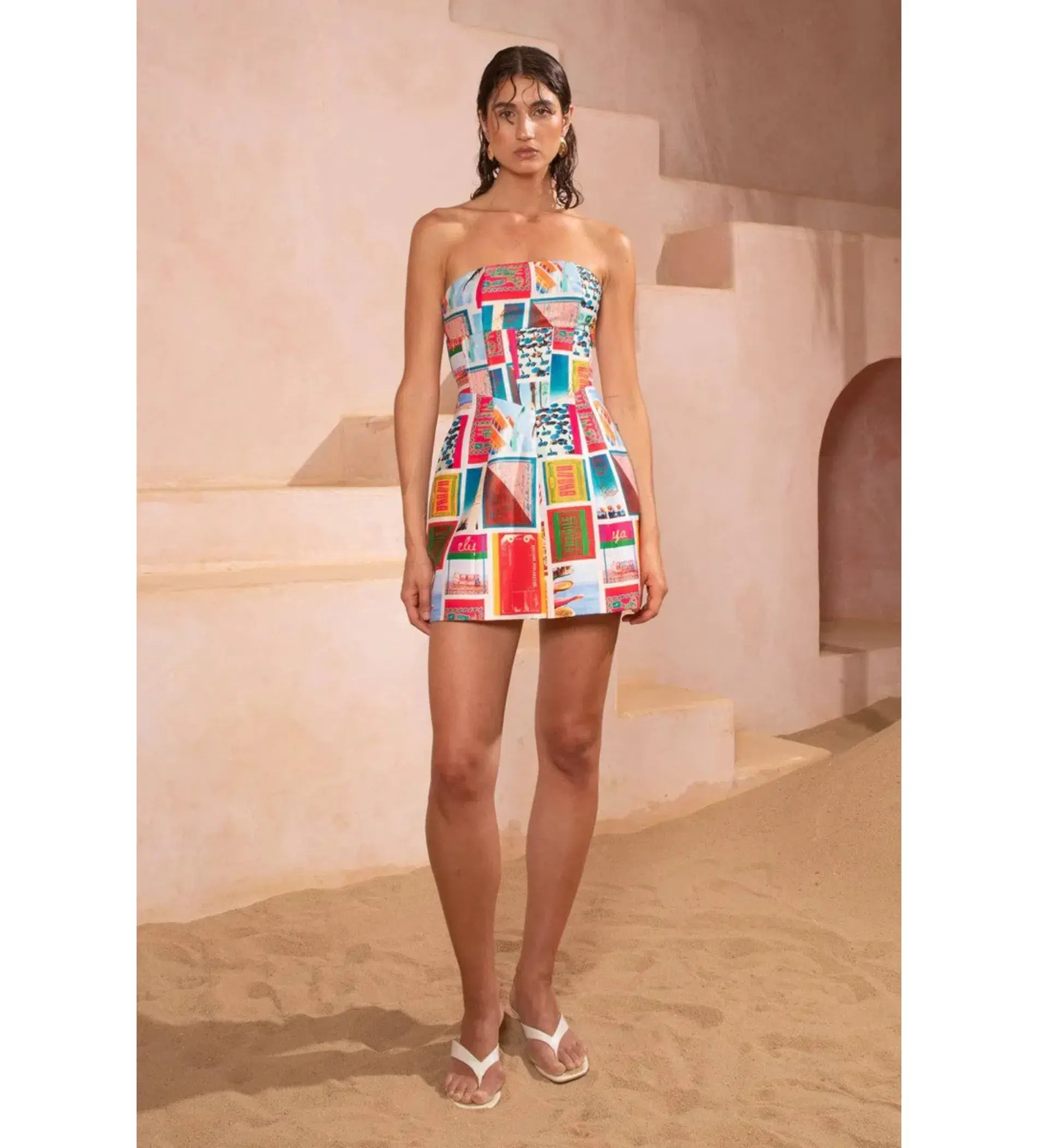 Eliya The Label Messina Mini Dress Vacanza Print Size AU 10 - Image 1