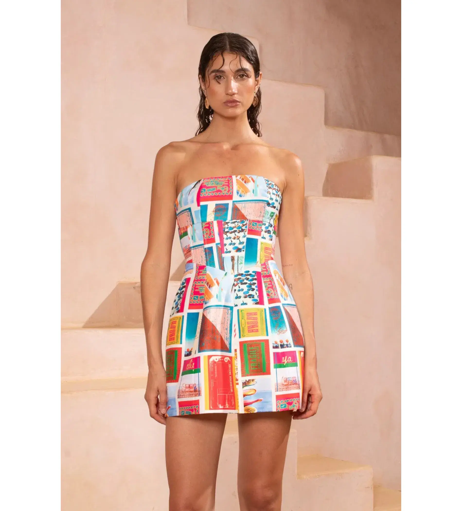 Eliya The Label Messina Mini Dress Vacanza Print Size AU 10 - Image 4