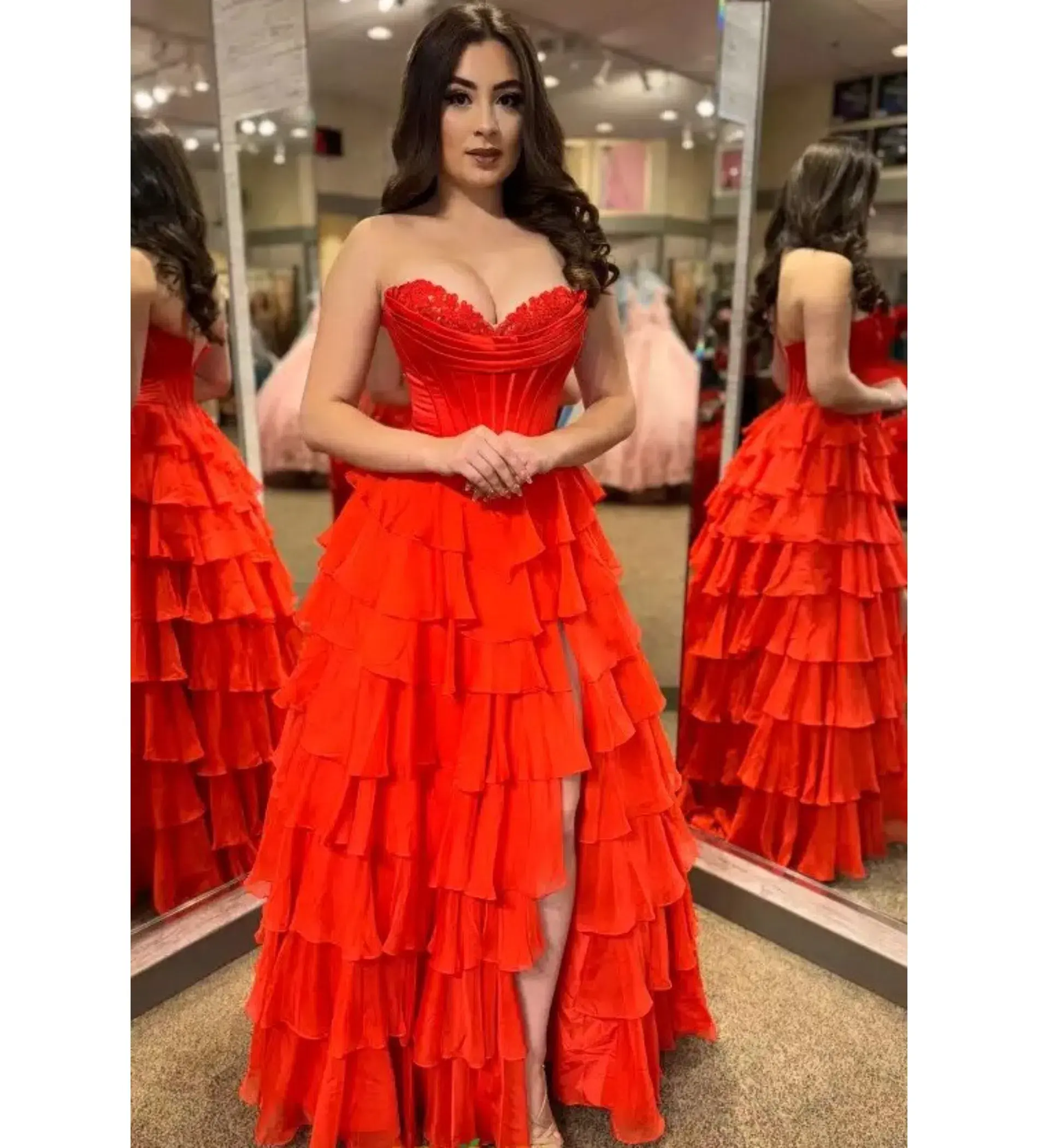 Sherri Hill 56911 Maxi Dress Red Size US 2 AU 6 - Image 2