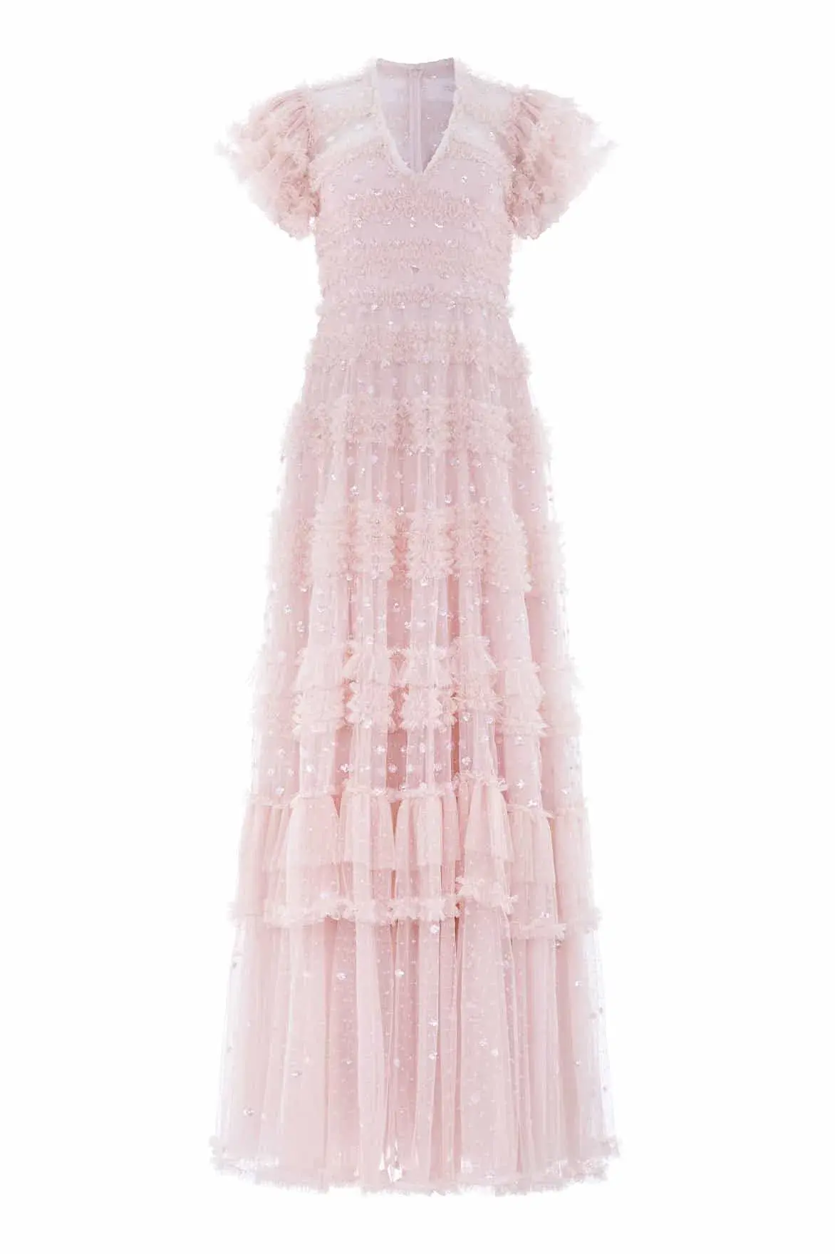 NEEDLE AND THREAD PINK V-NECK GOWN SIZE UK 14 ALTERED TO AU SIZE 10-12 - Image 3
