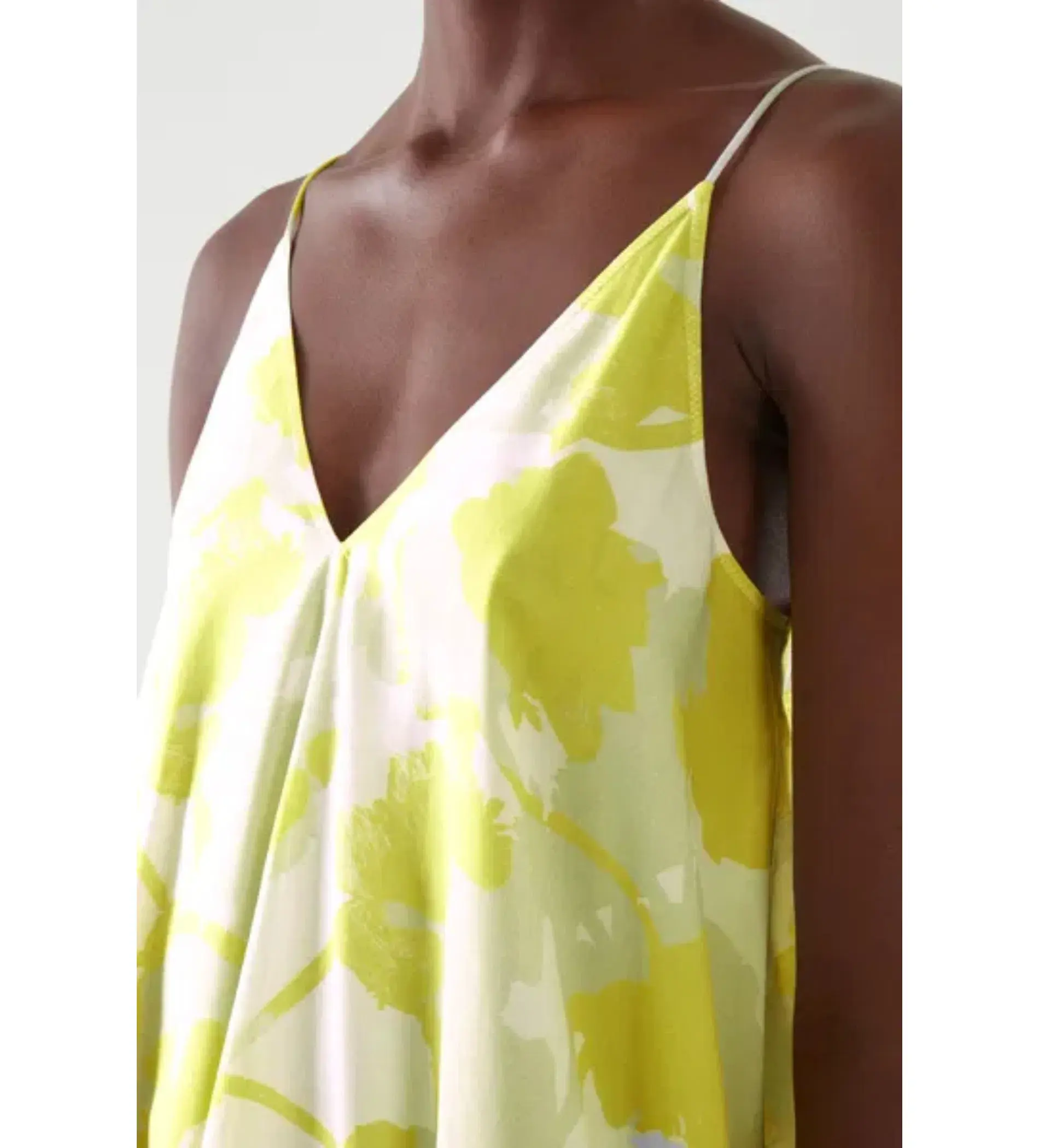 COS Long Slip Midi Dress Yellow Print Size 8 (fits up to small 10) - Image 2
