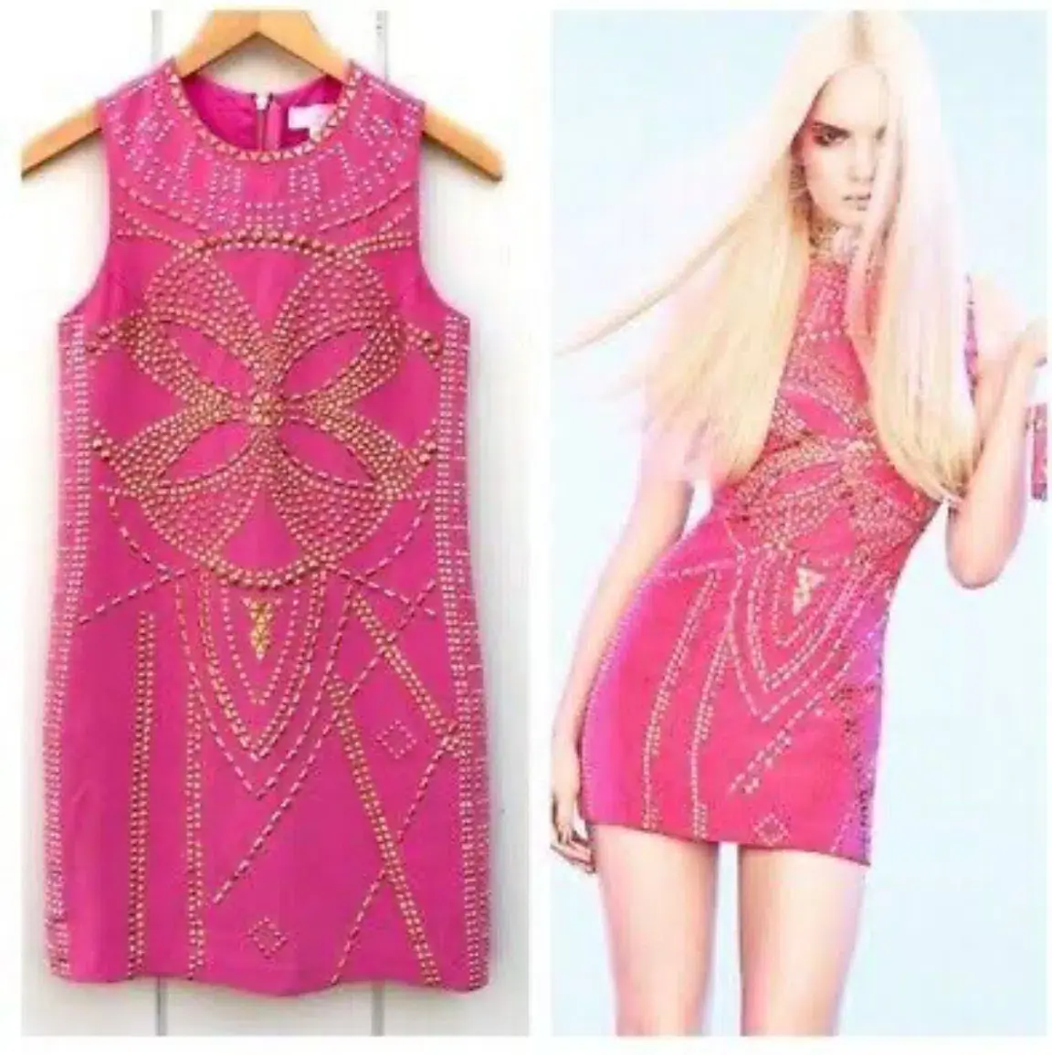 Versace H&M Party Pink Gold Mini Sild Dress Size 8 - Image 1