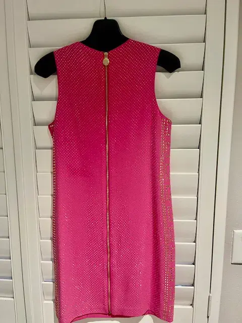 Versace H&M Party Pink Gold Mini Sild Dress Size 8 for rent on The Volte - main image