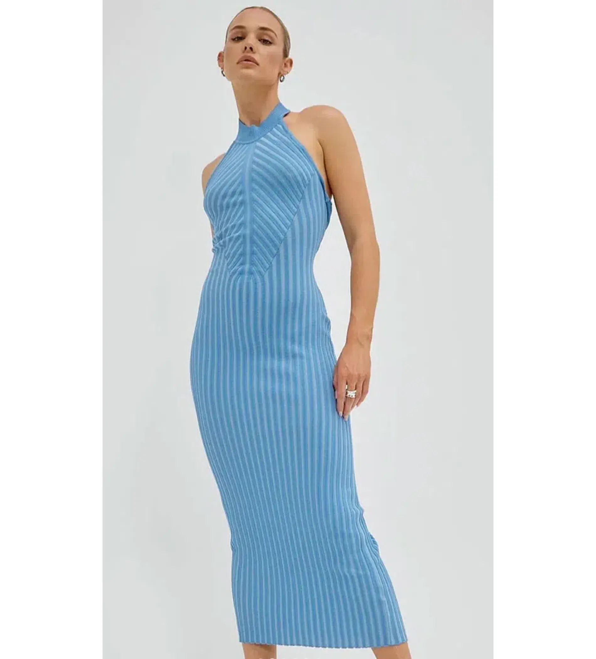 Sovere Intwine Reversible Knit Midi Dress Blue Size 10 - Image 3