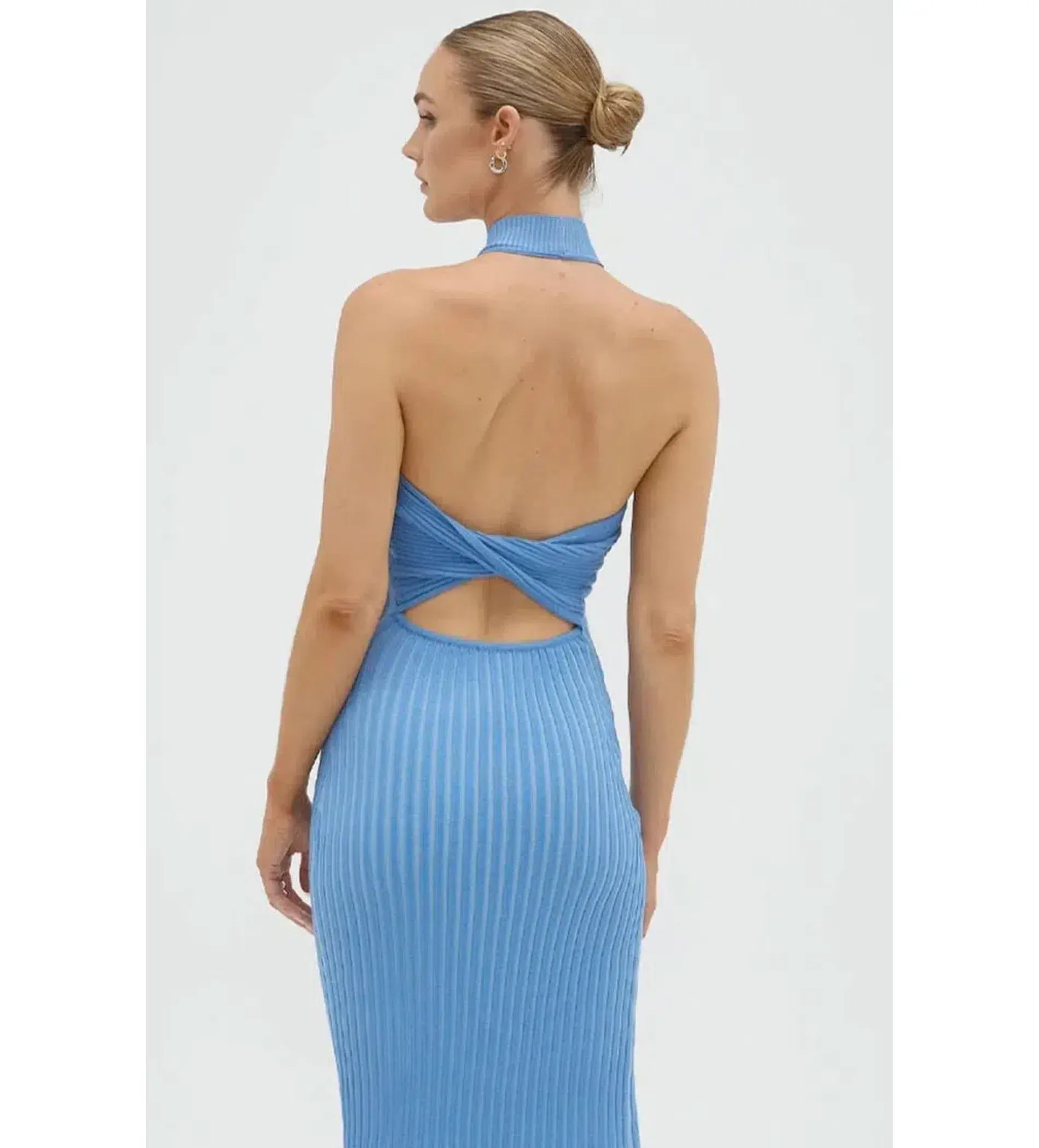 Sovere Intwine Reversible Knit Midi Dress Blue Size 10 - Image 2