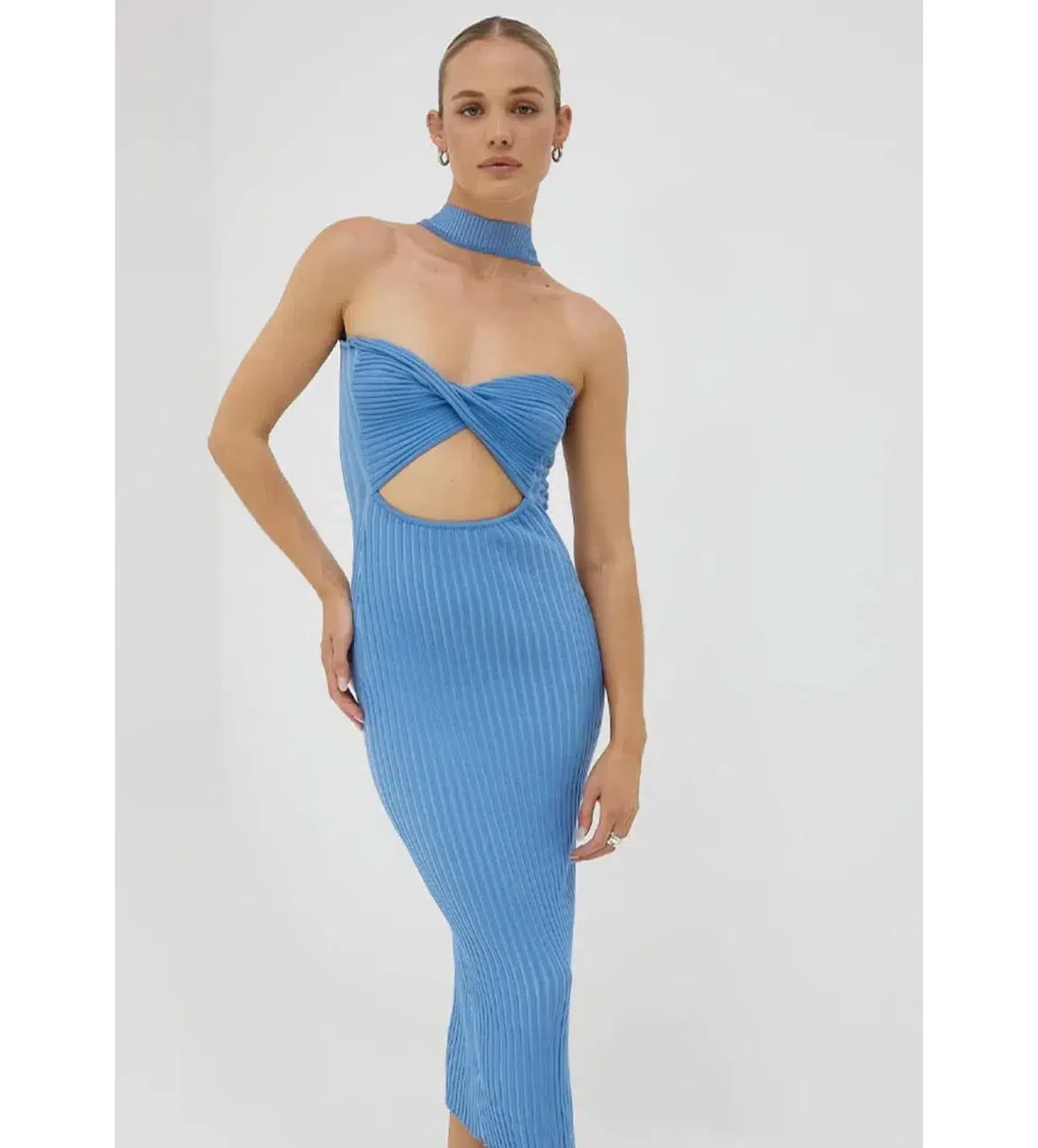 Sovere Intwine Reversible Knit Midi Dress Blue Size 10 - Image 1