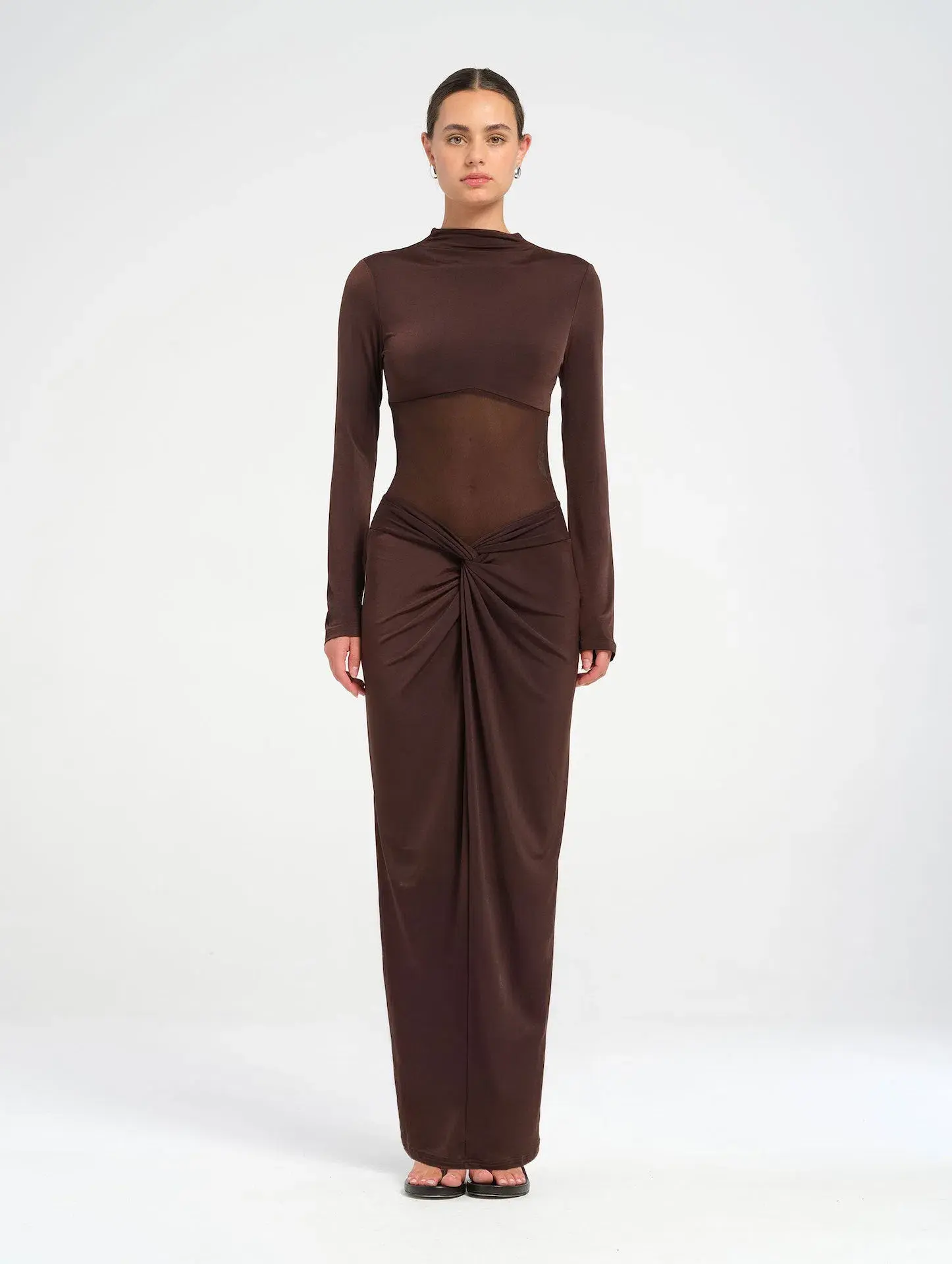 BENNI Dora Maxi Dress in Chocolate Brown Size S / AU 8 - Image 1