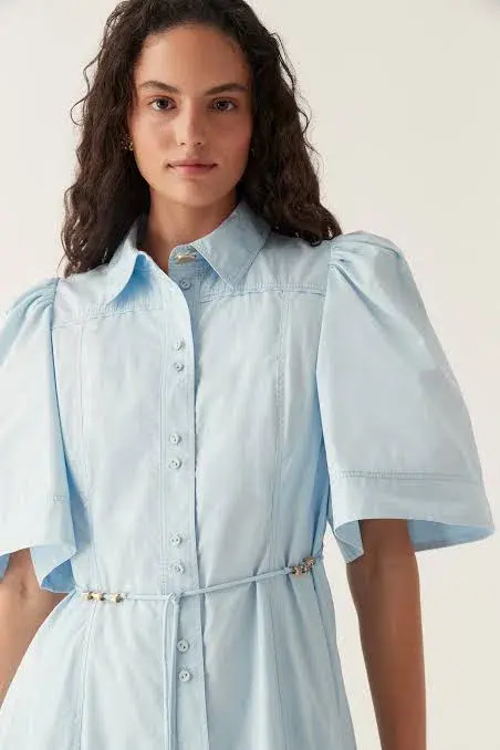Aje Pivotal Tie Midi Dress Pale Blue Size 10 - Image 2