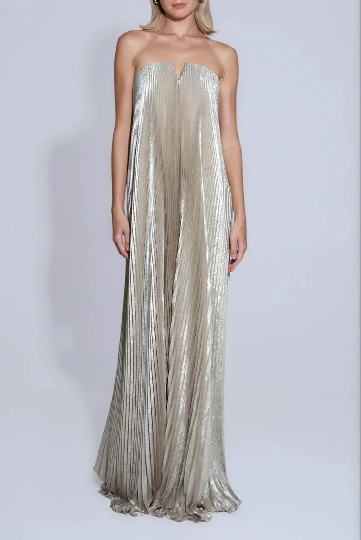 L'Idee Black Tie Gown in Gold Shimmer Size 12 - Image 2