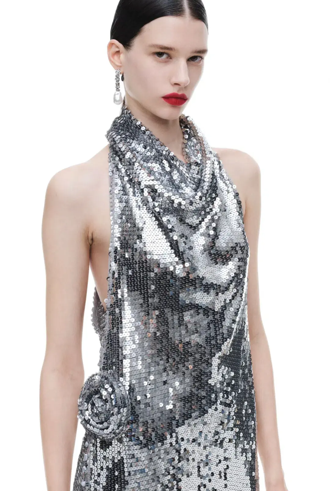 Magda Butrym x H&M Sequin Rose Appliqué Maxi Dress Size XL/AU16 - Image 2
