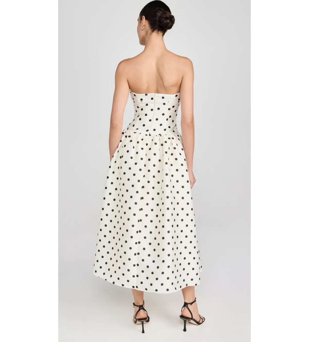 Self Portrait Cream Polka Dot Taffeta Midi Dress Cream Size 14 - Image 3