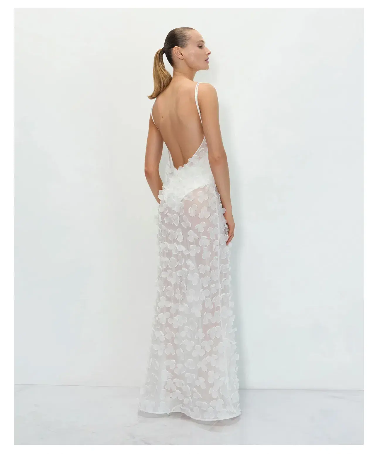 Selezza Floral Chiffon Maxi Dress White Size 6 - Image 2