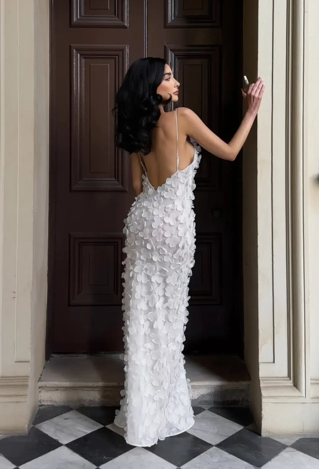 Selezza Floral Chiffon Maxi Dress White Size 6 for rent on The Volte - main image