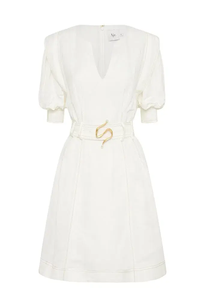 Aje Beacon Structured Mini Dress Ivory Size M / Size AU 10 - Image 5