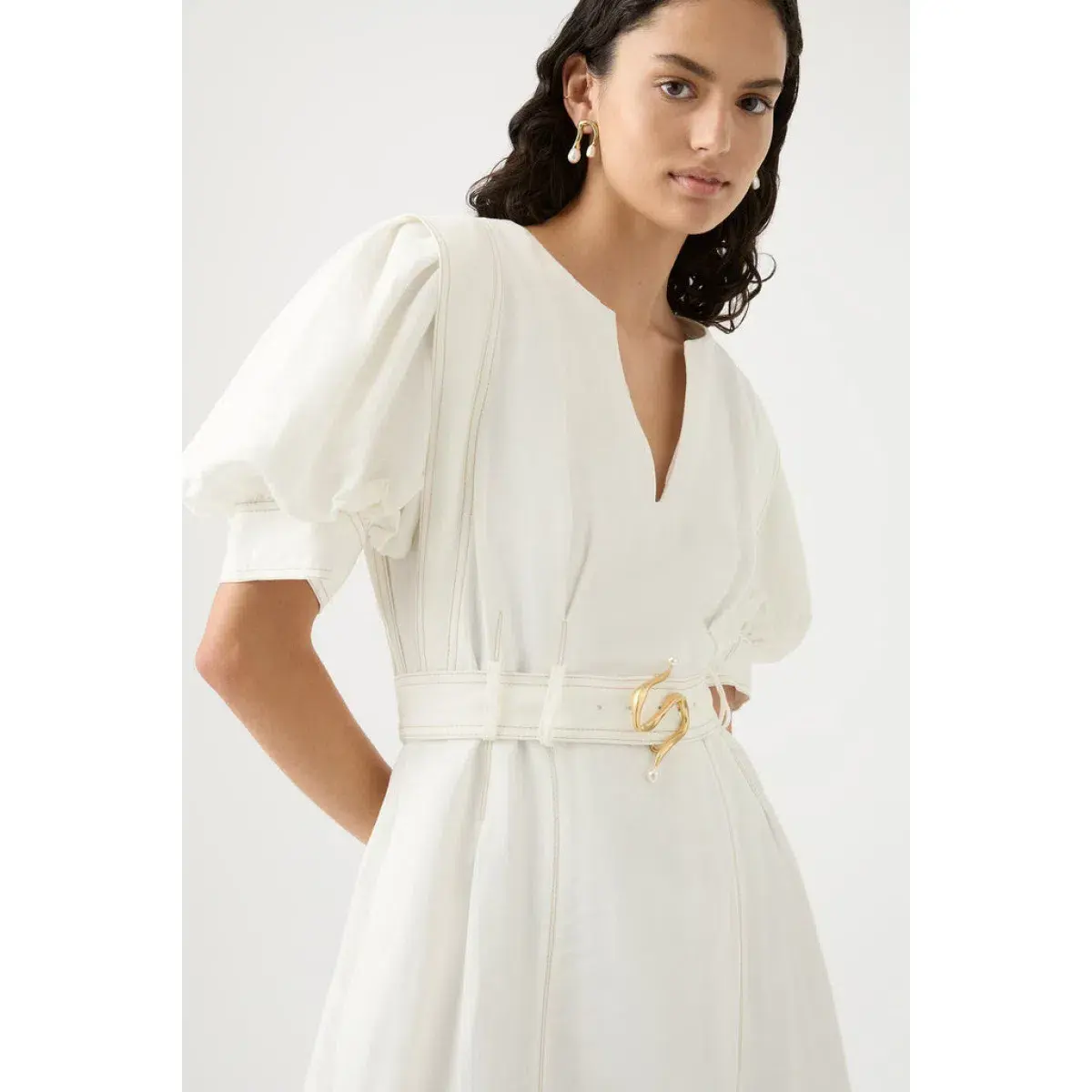 Aje Beacon Structured Mini Dress Ivory Size M / Size AU 10 - Image 2