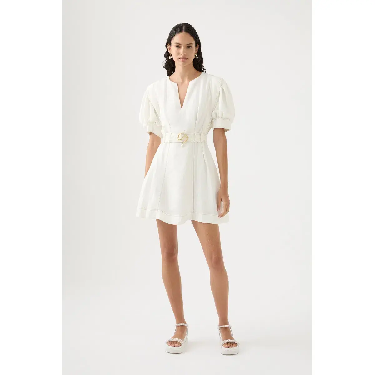 Aje Beacon Structured Mini Dress Ivory Size M / Size AU 10 - Image 1